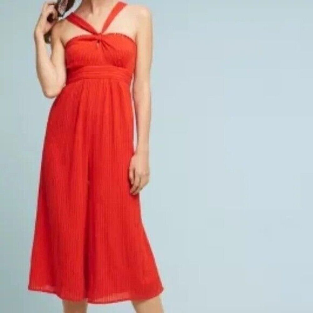 Anthropologie Maeve Proust wide leg twist top halter jumpsuit women's size 4